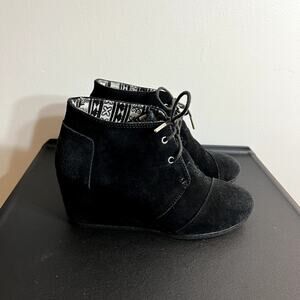 TOMS Black Lace Up Wedges LAST CALL